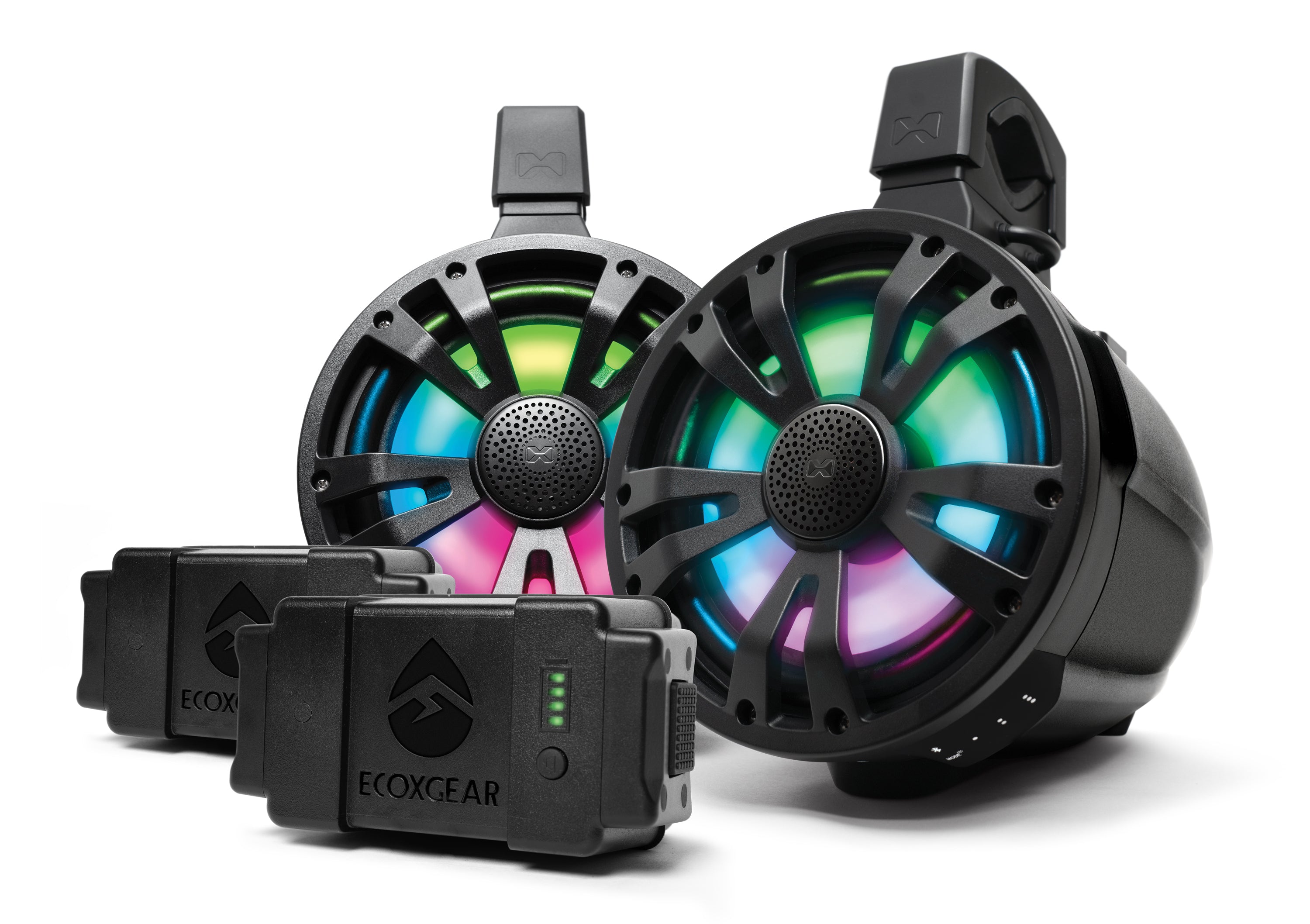 Extrmtower 2 Pk 8  Spkr 2 Amp Speakers + 2 Batteries Blk