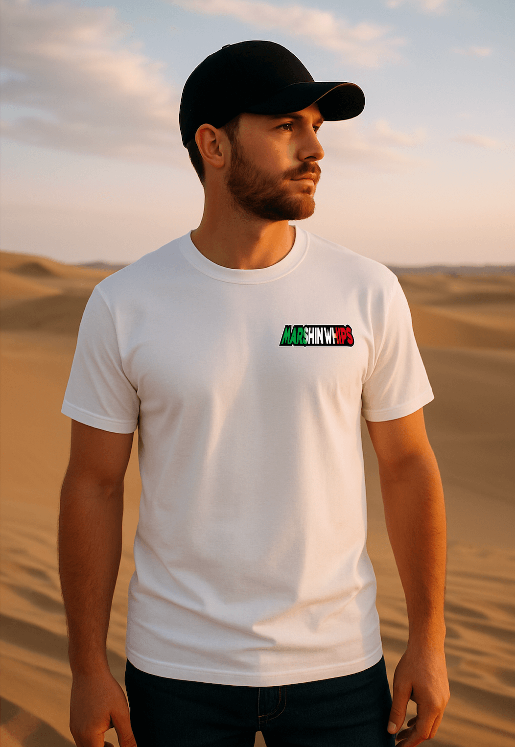 Marshin Whips Green, White and Red Logo T-Shirt