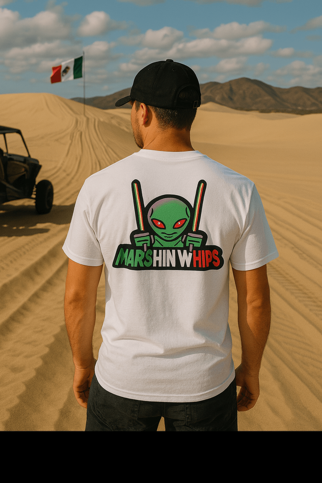 Marshin Whips Green, White and Red Logo T-Shirt