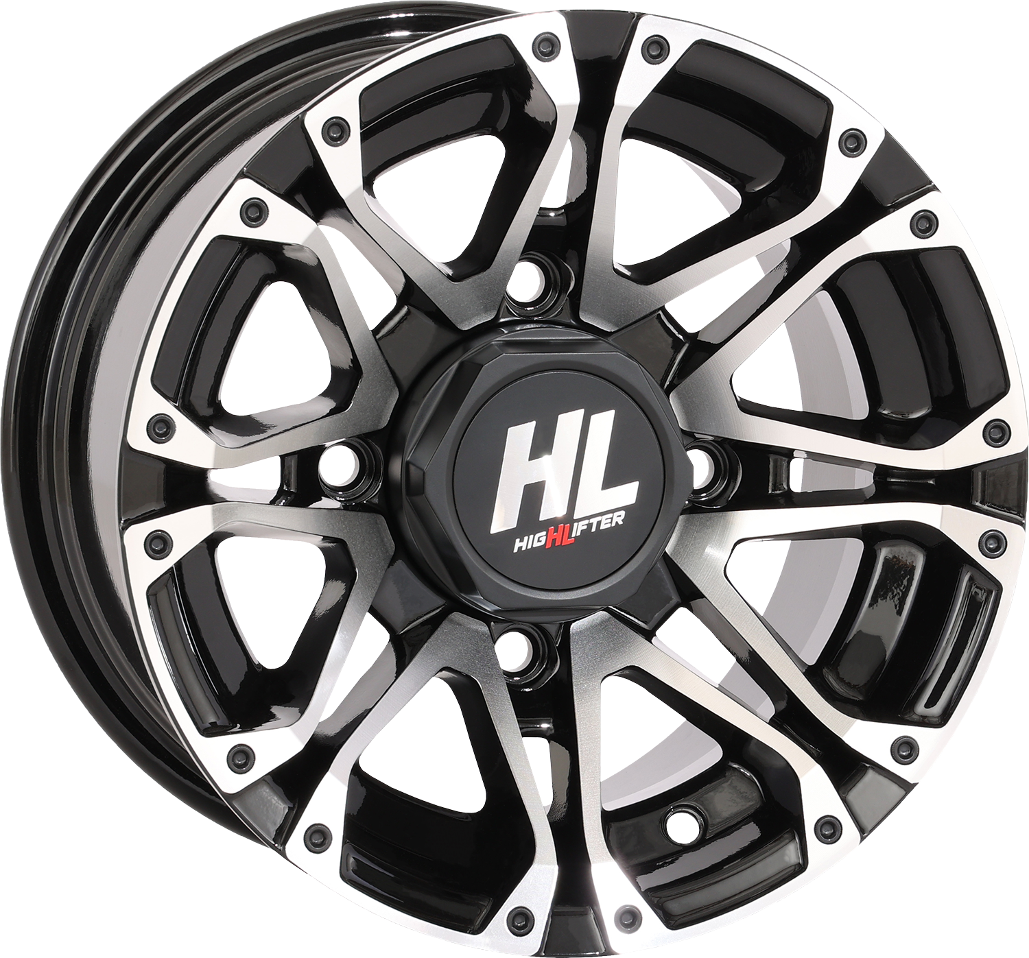 HIGH LIFTER Wheel - HL3 - Front/Rear - Gloss Black w/Machined - 12x7 - 4/110 - 4+3 (+10 mm) 12HL03-1110