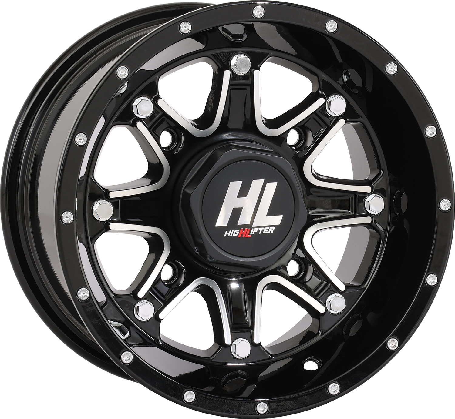 HIGH LIFTER Wheel - HL4 - Rear - Gloss Black w/Machined - 12x7 - 4/110 - 2+5 (-47 mm) 12HL04-1111