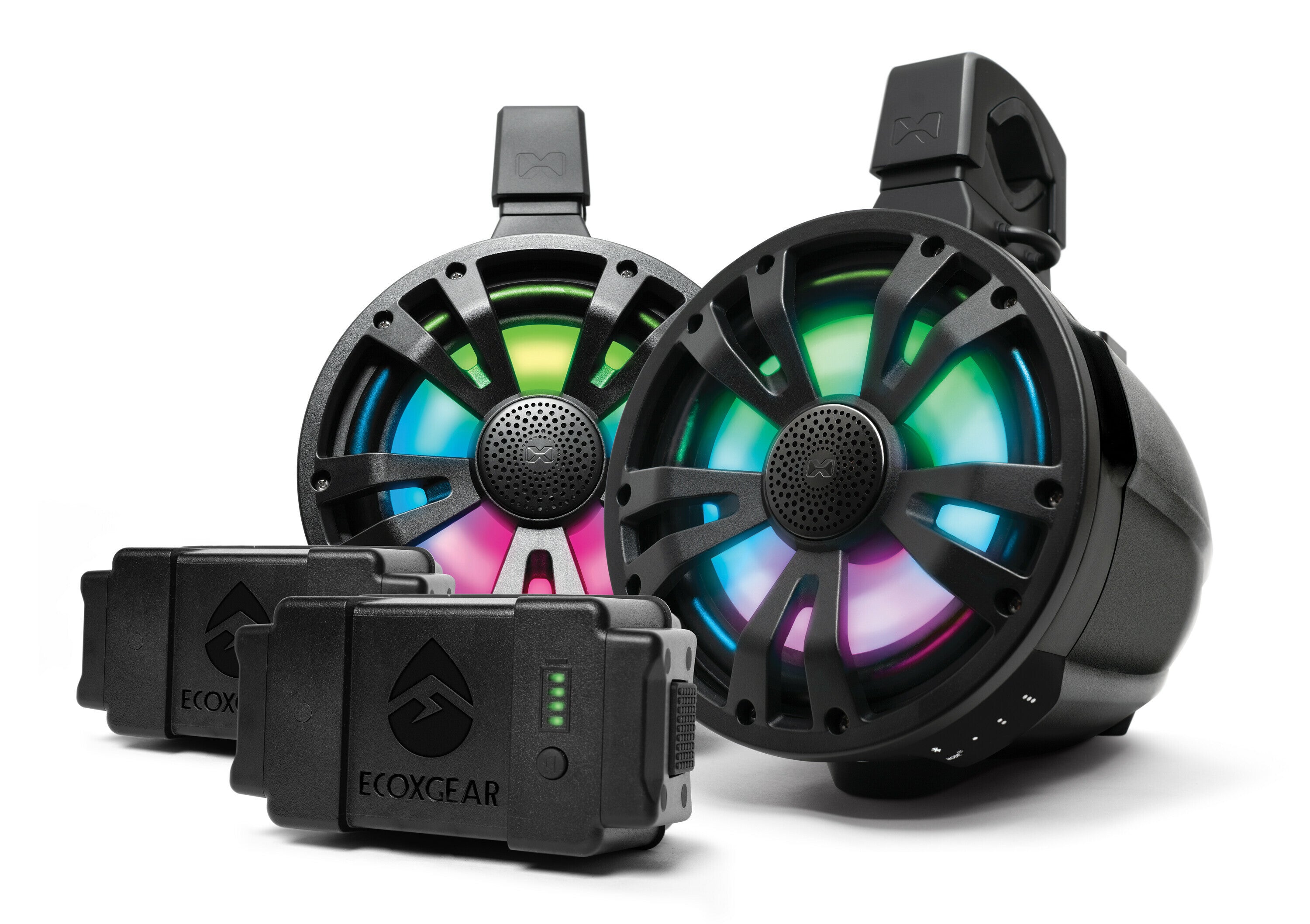 Extrmtower 2 Pk 8  Spkr 2 Amp Speakers + 2 Batteries Blk