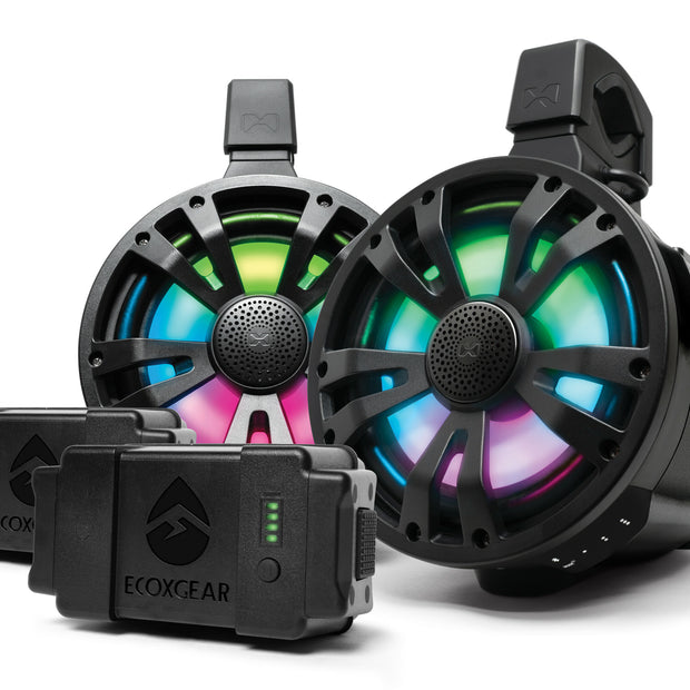 Extrmtower 2 Pk 8  Spkr 2 Amp Speakers + 2 Batteries Blk