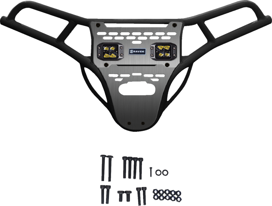 RAVEK Front Bumper/Skid Plate with Amber Lights - Black - RZR XP 1000 64-317BKLA