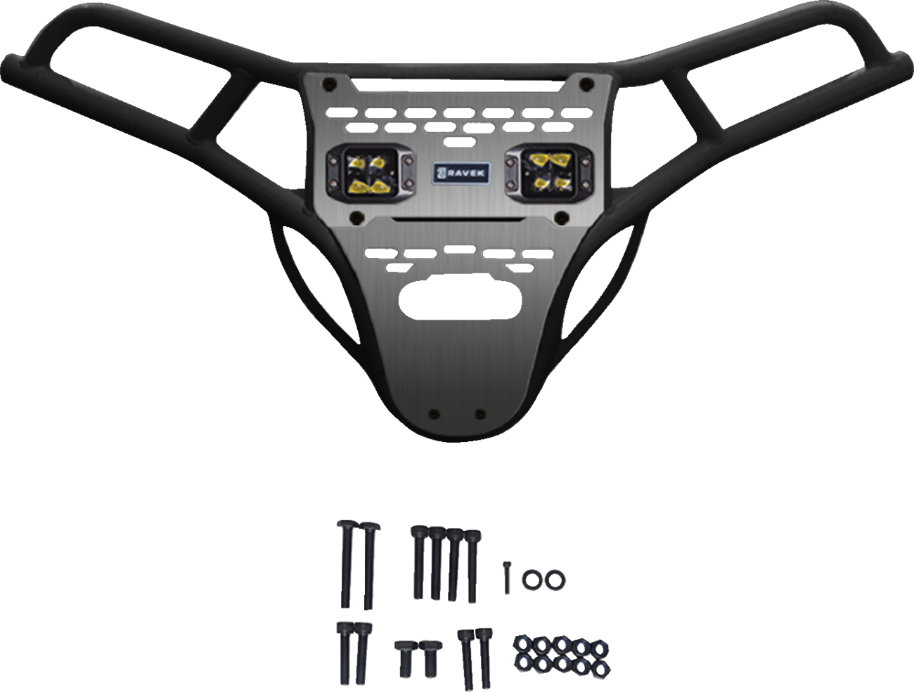 RAVEK Front Bumper/Skid Plate with Amber Lights - Black - RZR XP 1000 64-317BKLA