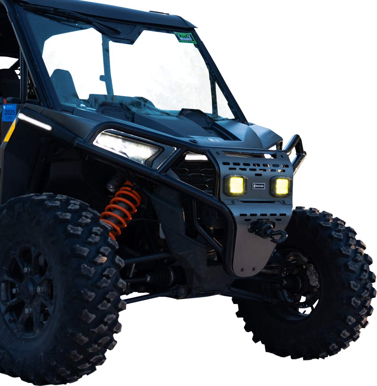 RAVEK Front Bumper/Skid Plate with Amber Lights - Black - RZR XP 1000 64-317BKLA