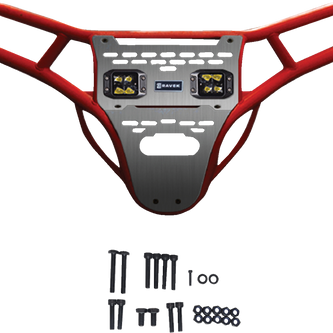RAVEK Front Bumper/Skid Plate with Amber Lights - Red - RZR XP 1000 64-317RDLA