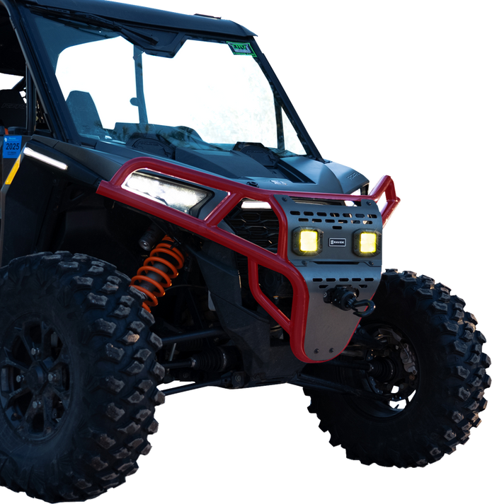 RAVEK Front Bumper/Skid Plate with Amber Lights - Red - RZR XP 1000 64-317RDLA