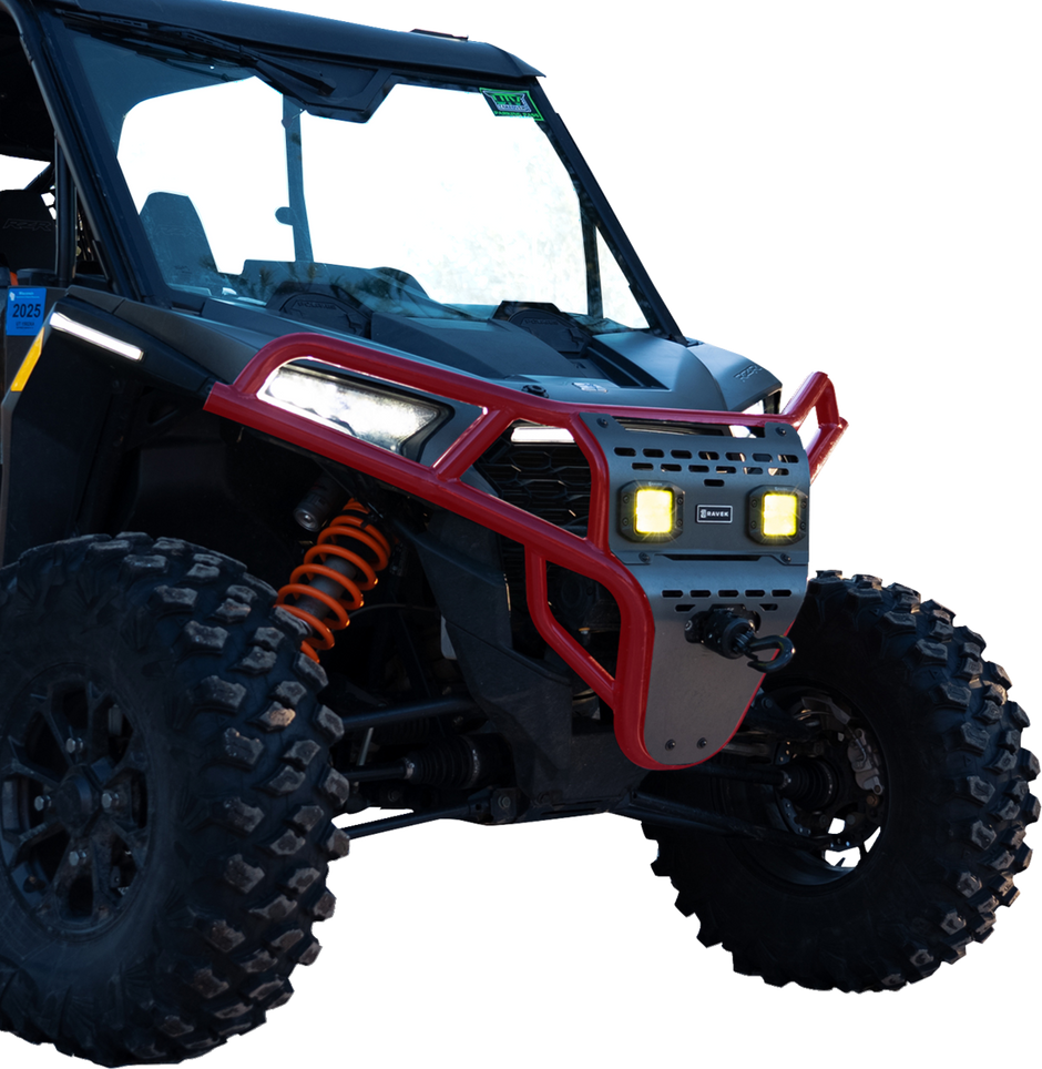 RAVEK Front Bumper/Skid Plate with Amber Lights - Red - RZR XP 1000 64-317RDLA