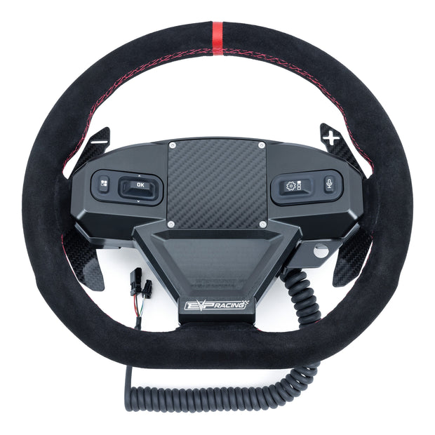 EVP.MOde steering wheel with carbon fiber paddles and SFI quick-release hub for Can-Am Maverick R