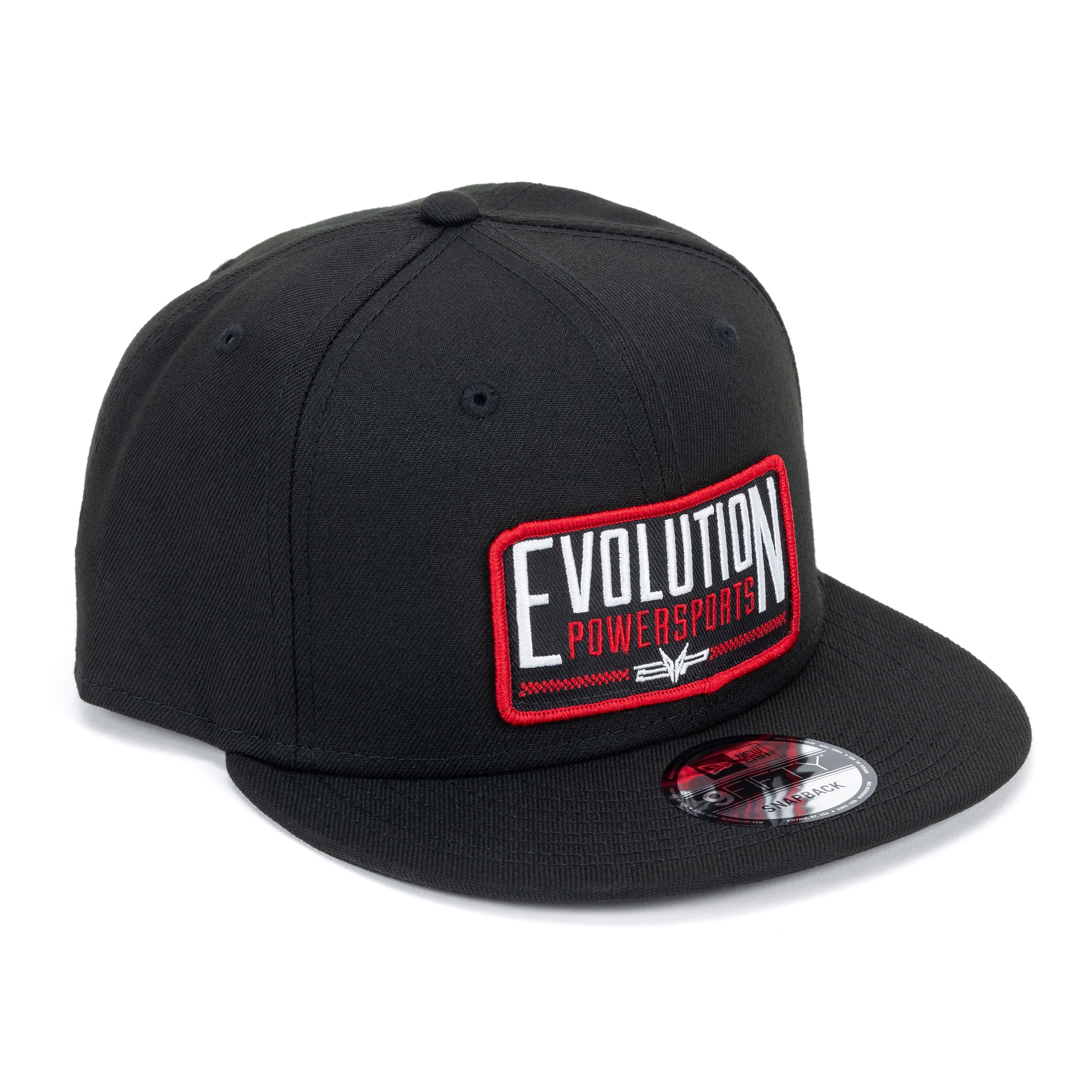 Black canvas EVP snapback hat with EVP patch