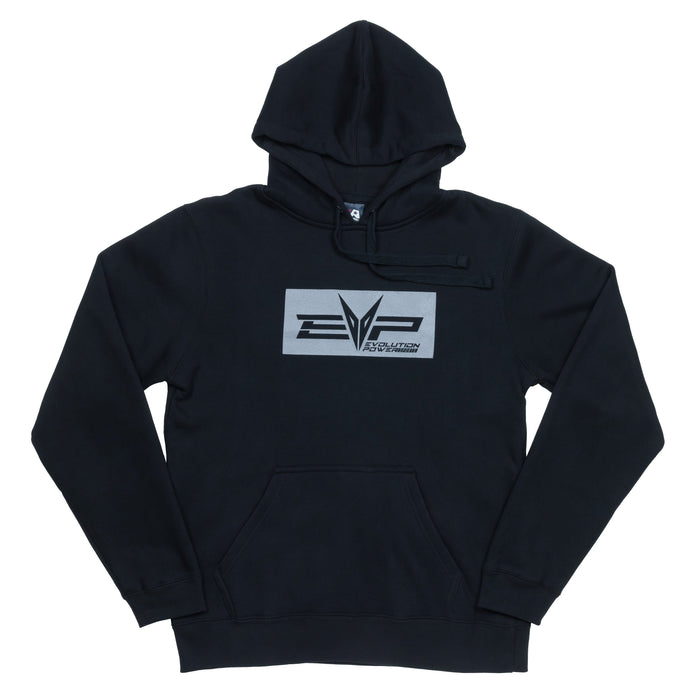 Black hoodie with EVP logo centered on front and 'Evolution Powersports' on back