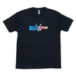 EVP American Spirit T-Shirt, black with American flag on front and back
