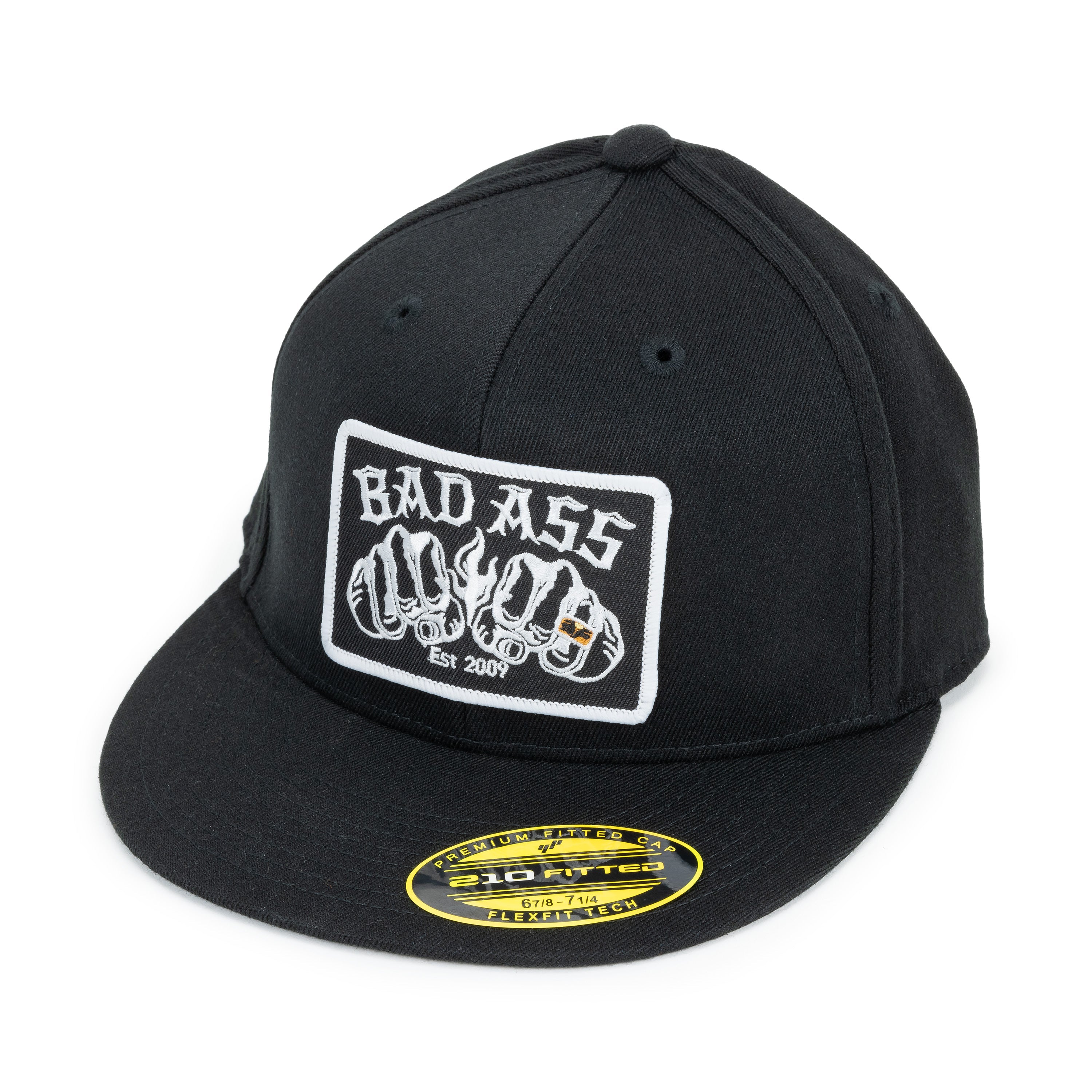 Badass Black Fitted Hat with logo patch