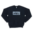 Reverse EVP logo on black crewneck