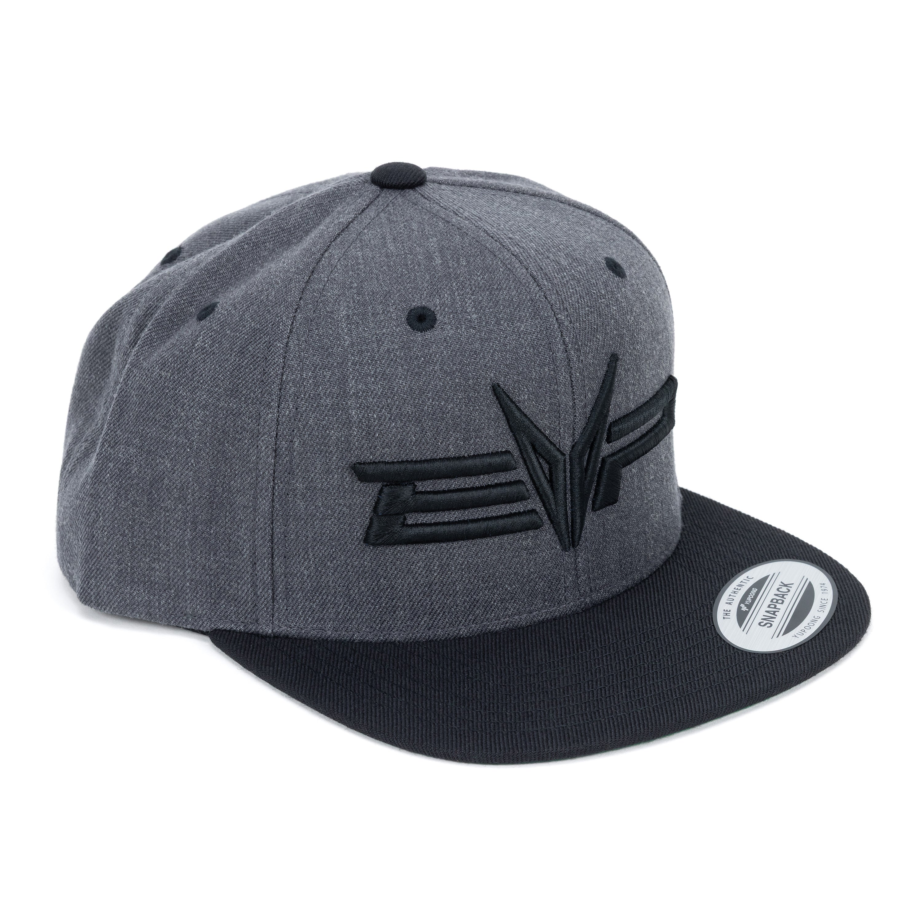EVP heather gray canvas snapback hat with stealth stitched EVP logo