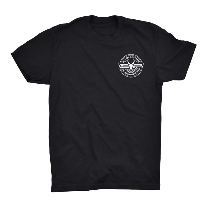 EVP Checkered Race T-Shirt in black or green with logo on front and back
