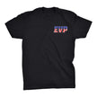 EVP Patriot T-Shirt - American flag style with EVP logos front and back (Black or Gray)