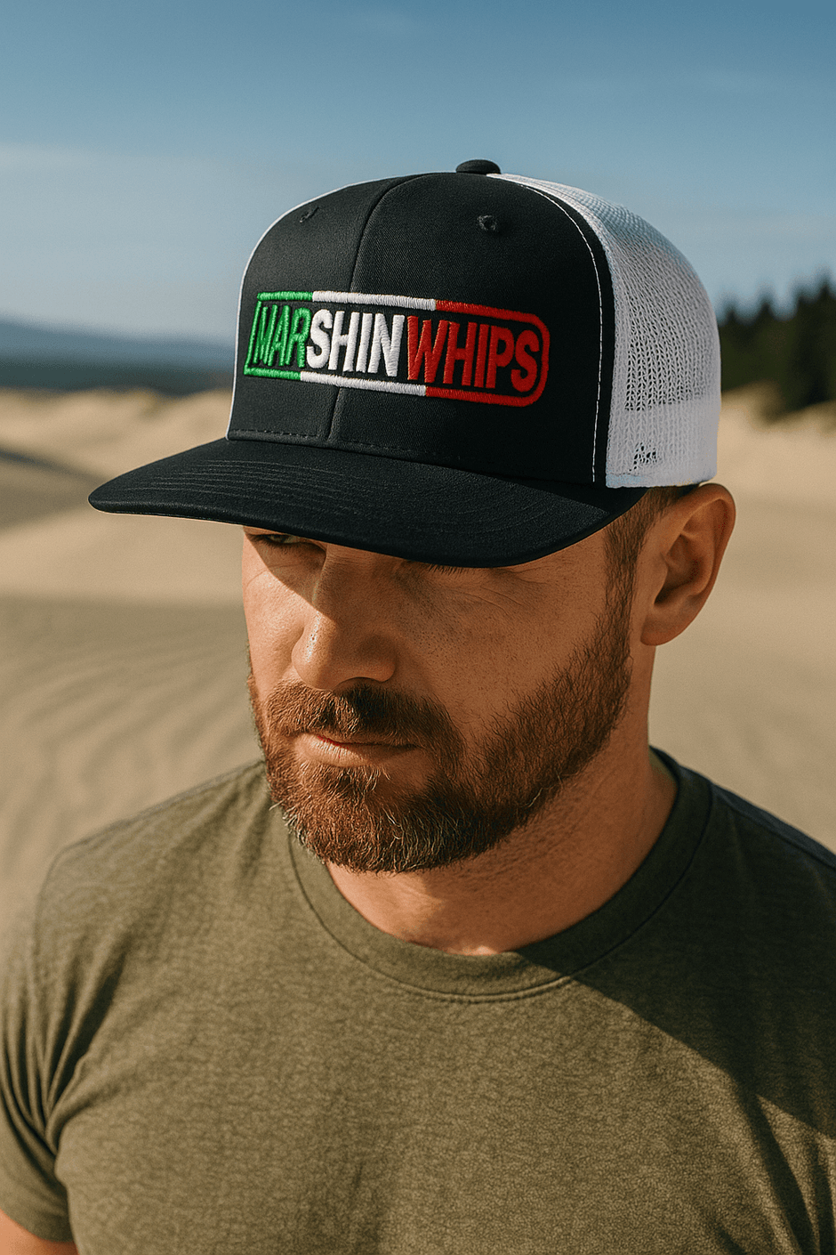 Snap Back Hat - Red, White,Green
