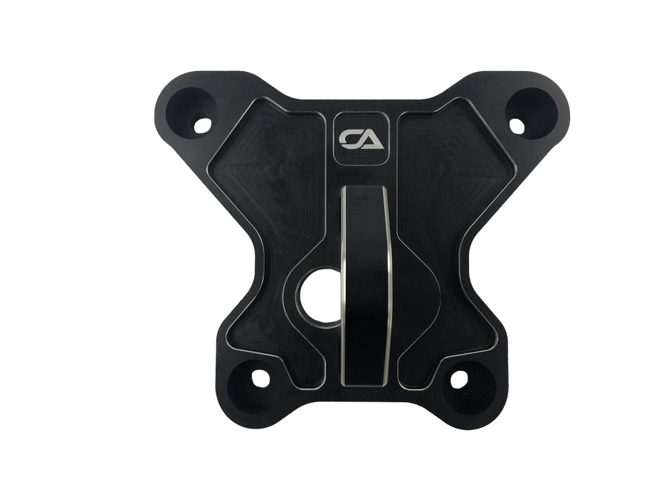 Polaris RZR Turbo S Billet Rear Pull Plate / Radius Rod Plate When we thought up the interchangeable pull plate, we were greeted with overwhelming success and a real game changer solution for many people in the market. However, we still had a vast majority of people who just simply wanted a more basic and affordable option. They didn't need the versatility that came with our interchangeable plate