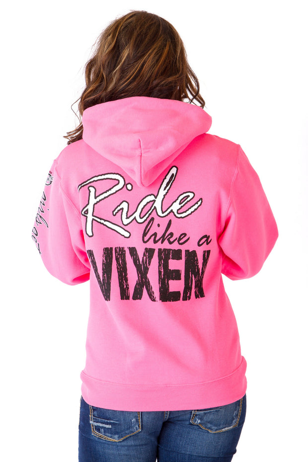 Ride like a Vixen Hoodie - Neon Pink