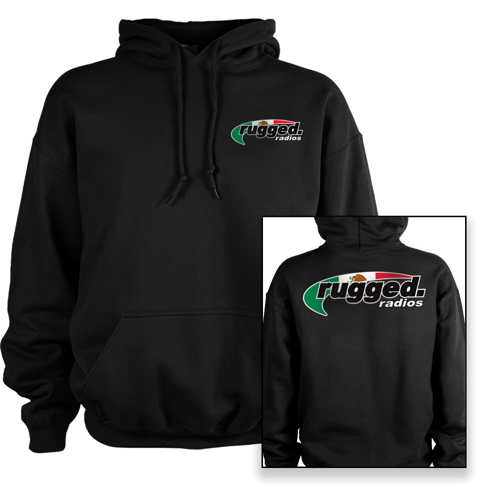 Rugged Radios MEXICAN FLAG Pullover Hoodie - Black SM