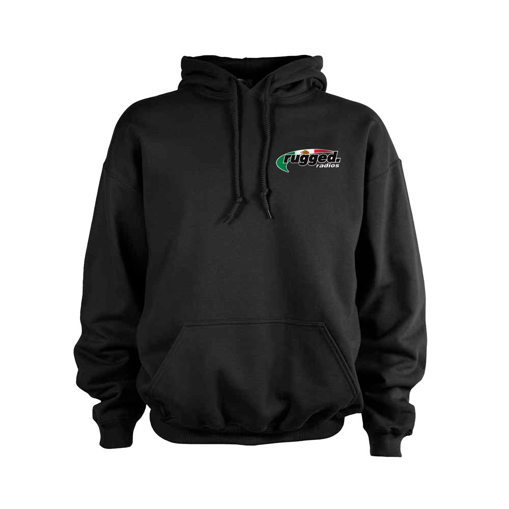 Rugged Radios MEXICAN FLAG Pullover Hoodie - Black SM