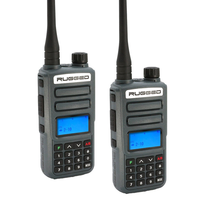 2 PACK - Rugged GMR2 PLUS - GMRS / FRS Two Way Handheld Radios Grey