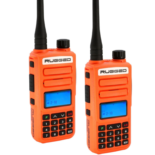 2 PACK - Rugged GMR2 PLUS - GMRS / FRS Two Way Handheld Radios Safety Orange