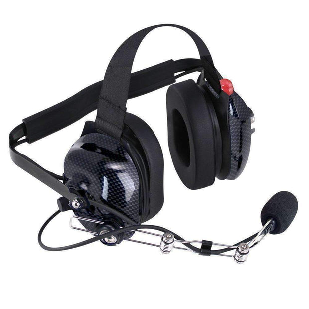 H42 Behind the Head (BTH) Headset for 2-Way Radios - Carbon Fiber Color Red
