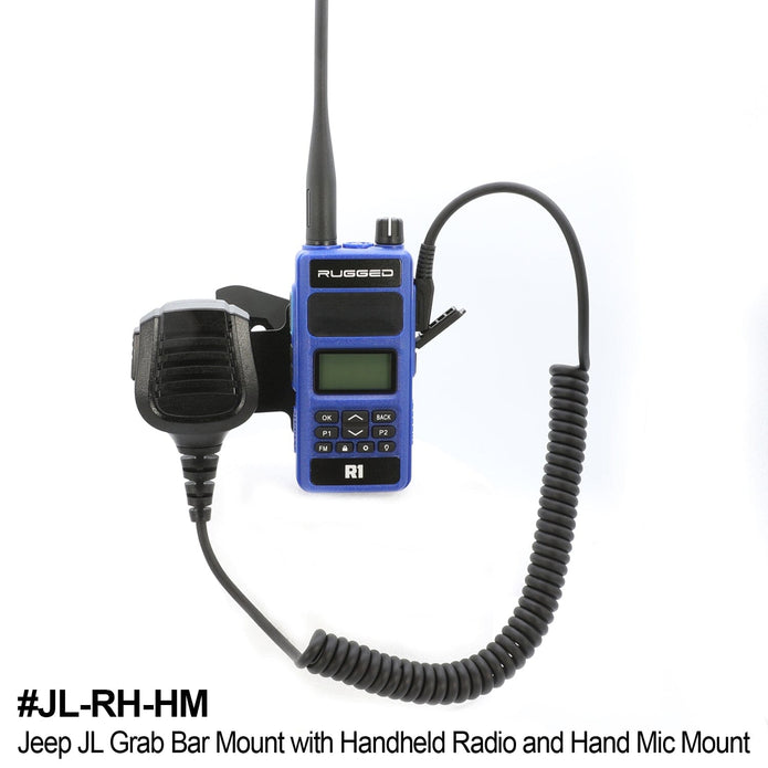 Handheld Radio Grab Bar Mount for Jeep JK JKU and JL - Fits R1 / V3 / GMR2 / GMR2 PLUS / RH-5R radios JL - Radio-Only Mount