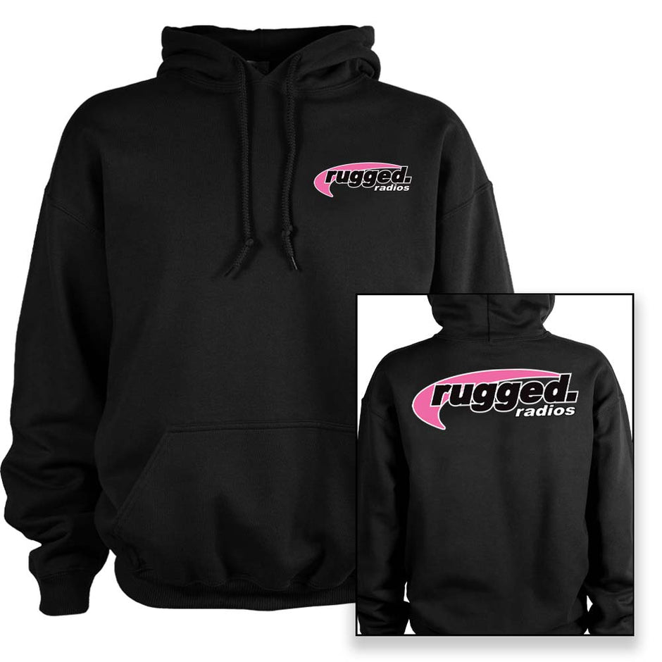 Rugged Radios PINK Pullover Hoodie - Black LG