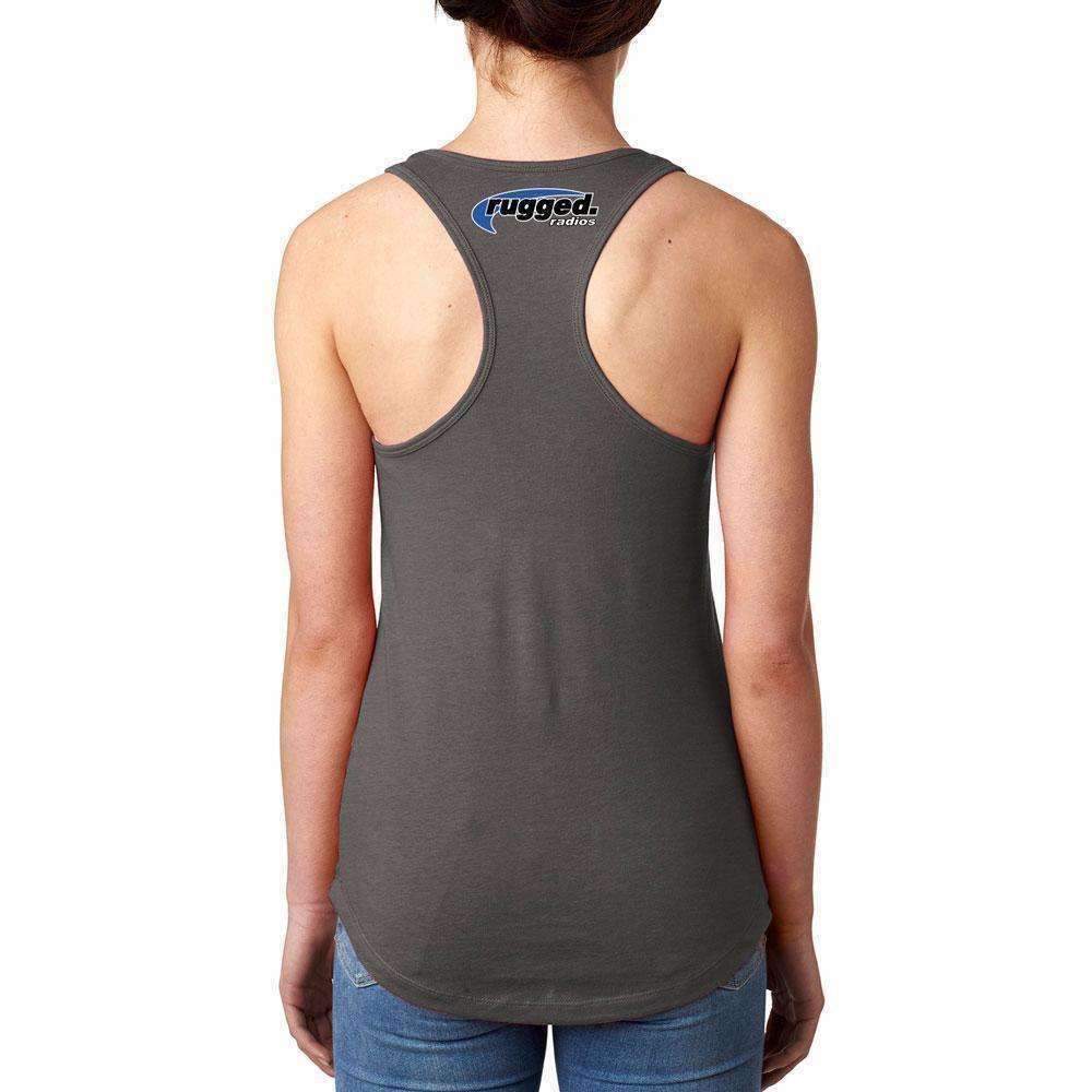 Rugged Radios GARAGE Ladies Racerback Tank Top - Grey Large