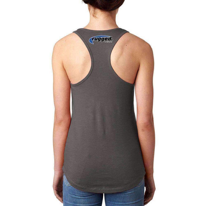 Rugged Radios GARAGE Ladies Racerback Tank Top - Grey Large