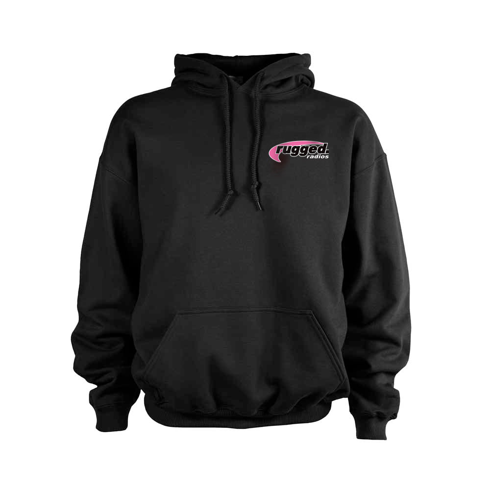 Rugged Radios PINK Pullover Hoodie - Black LG