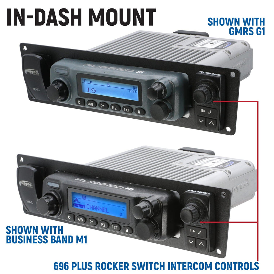 Yamaha Wolverine RMAX Complete Communication Kit with Rocker Switch Bluetooth Intercom and 2-Way Radio 696 PLUS Remote Head / G1 GMRS